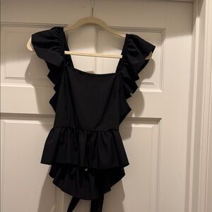 Source Unknown Black Ruffle Peplum Camisole